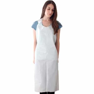 Disposable PE Aprons on Header Card – White (L)
