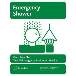 Emergency Shower Sign with Mounting Ties